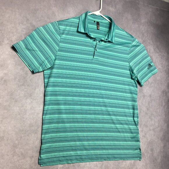 Adidas Mens Primegreen Polo Shirt size Large Short Sleeve Teal Blue Stretch - Picture 2 of 14